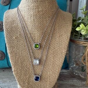 Elegant Silver Multi-Stone Necklace Set